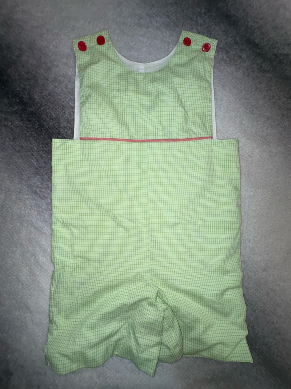 (A1) NWOT Remember Nguyen Baby Boy Green Gingham Shortall Romper 4T | Pristine‎